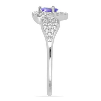 BUY STERLING SILVER NATURAL TANZANITE GEMSTONE  HALO UNIQUE RING